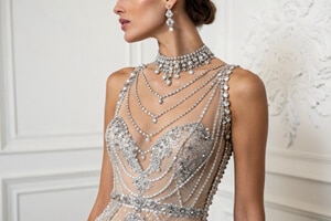 Rhinestone Applique Trim for Dress